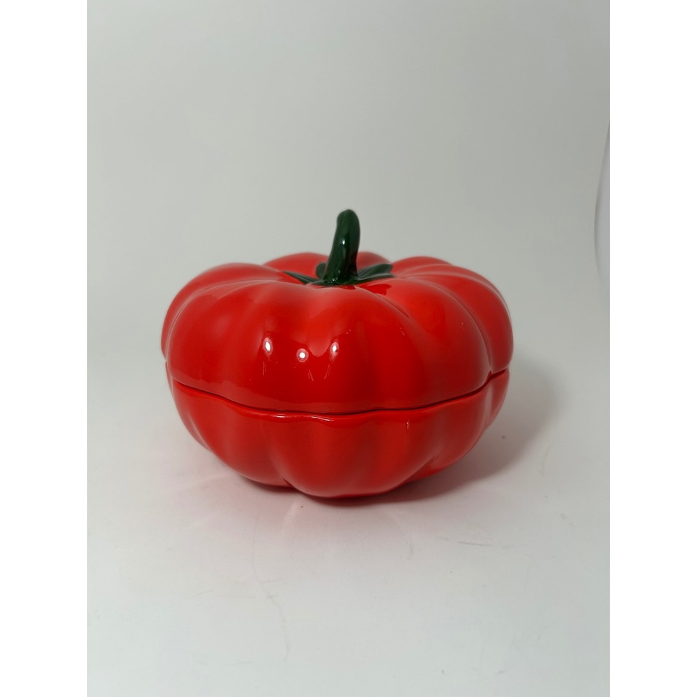 Stokes Red Tomato Ceramic Lidded Bowl Dishwasher Microwave Safe Novelty Decor